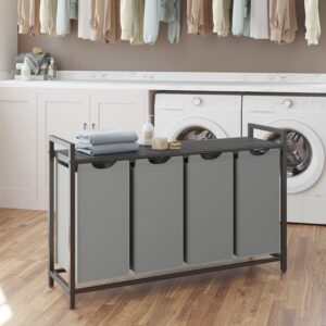 VASAGLE vasket?jskurv med 4 rum, vasket?jskurv med hylde, vasket?jsboks