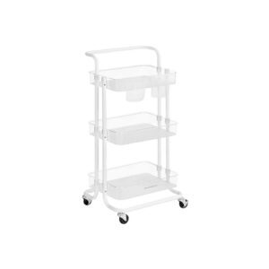 SONGMICS 3-Tier Trolley, White and Transparent