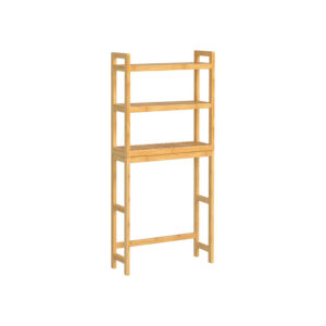 SONGMICS 3-tier bamboo toilet shelf, adjustable, natural color