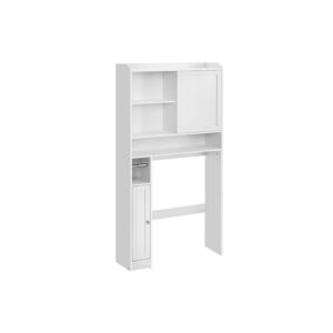 VASAGLE toilet shelf with sliding door 25 x 83 x 170 cm cloud white