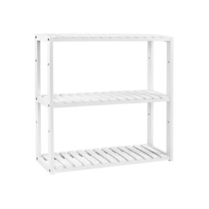 SONGMICS Bamboo Shelf with 3 Shelves White