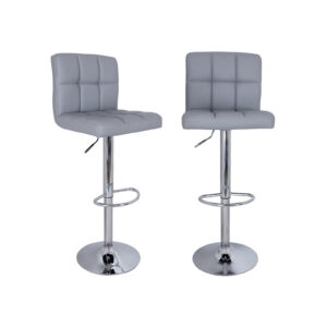 SONGMICS Bar Stool Set of 2, Light Gray Faux Leather