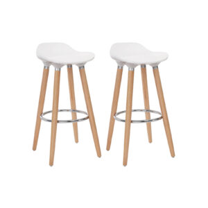 SONGMICS Bar Stool Set of 2, White/Natural