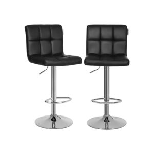 SONGMICS Bar Stool Set of 2, Faux Leather, Black
