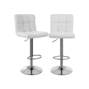 SONGMICS Bar Stool Set of 2 Faux Leather White
