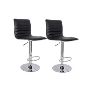 SONGMICS Bar Stools, Set of 2, Faux Leather, Black