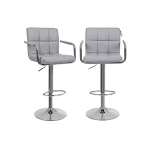 SONGMICS Bar Stools with Armrests, 2 pcs, Gray