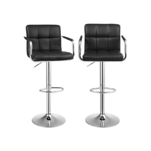 SONGMICS Bar Stools with Armrests, 2 pcs, Black