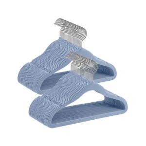 SONGMICS Children's Clothes Hangers, Set of 50 with 360° Rotating Hooks, Pale Blue