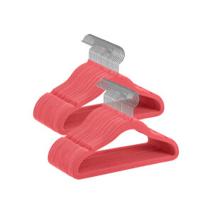 SONGMICS Children's Clothes Hangers 50-Piece Set with 360° Rotating Hooks, Strawberry Red