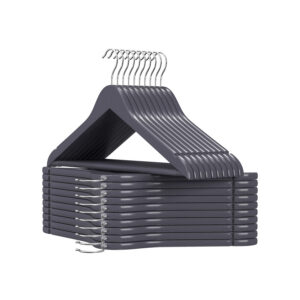 SONGMICS klädhängare i trä, vridbara, grå-silverfärgade