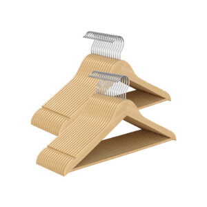 SONGMICS puinen henkari, 30 kpl:n sarja, 360° kääntyvä koukku, luonnonväri