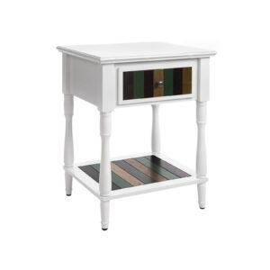 VASAGLE Side Table Colonial Style Stripes White