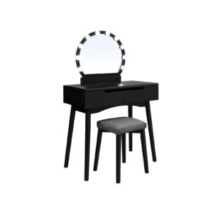 SONGMICS dressing table with light bulbs, black