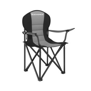 SONGMICS Camping Chair with Padded Seat, Gray-Black