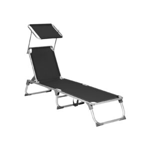 SONGMICS Foldable Sun Lounger Black