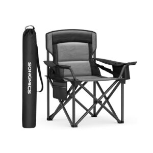 SONGMICS Camping Chair with Cup Holder and Foam Padding, Ink Black