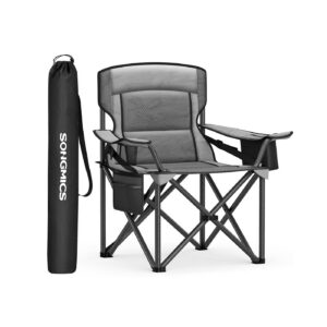SONGMICS Camping Chair with Cup Holder and Foam Padding, Slate Gray