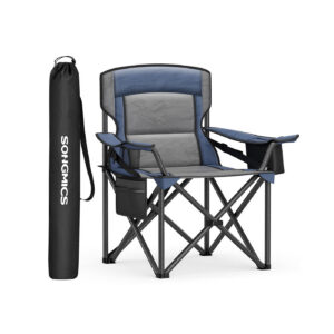 SONGMICS Camping Chair with Cup Holder and Foam Padding, Harbor Blue