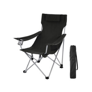 SONGMICS fiskestol med drikkevareholder Sort