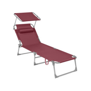 SONGMICS folding deck chair with sunshade and headrest