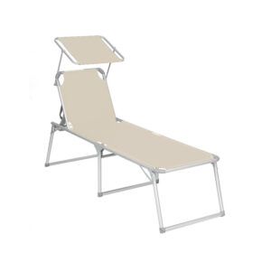 SONGMICS Large Sun Lounger with Canopy