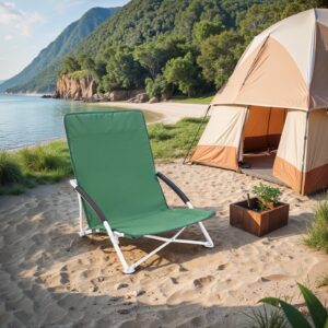 SONGMICS beach chair, folding chair with high backrest, foldable