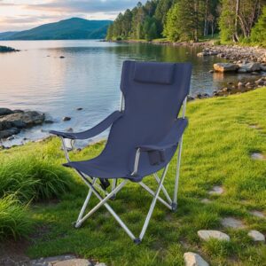 SONGMICS folding camping chair, folding chair with armrests, headrest, and cup holders
