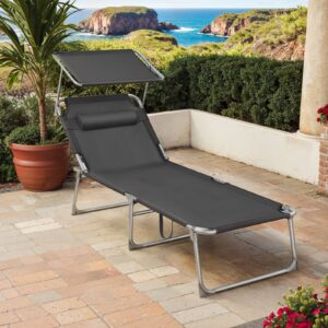 SONGMICS Large sun lounger, foldable deck chair, 71 x 200 x 38 cm
