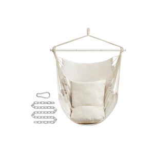 SONGMICS h?ngek?je med 2 puder og metalk?de cremehvid