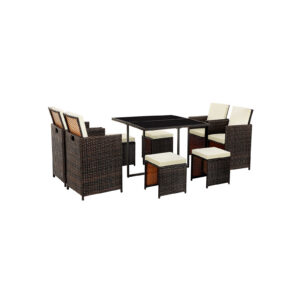 SONGMICS Brown-beige poly rattan garden furniture set