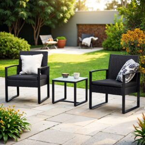 SONGMICS havem?bels?t, lavet af PE-polyrattan, altanm?bler