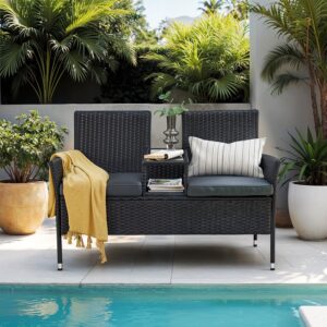 SONGMICS havem?bler, altanm?bler af PE-polyrattan, med bord