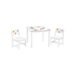 SONGMICS Children's Table Set with 2 Chairs White