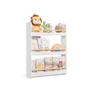 SONGMICS Bookshelf for children's rooms with 3 shelves, white and natural colors