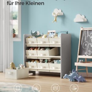 SONGMICS children's shelf with 9 storage boxes made of non-woven fabric, dove gray