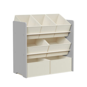 SONGMICS children's shelf with 7 storage boxes made of non-woven fabric, dove gray