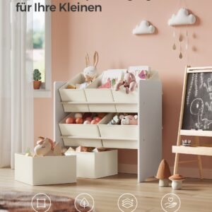 SONGMICS children's shelf with 7 storage boxes made of non-woven fabric, cloud white
