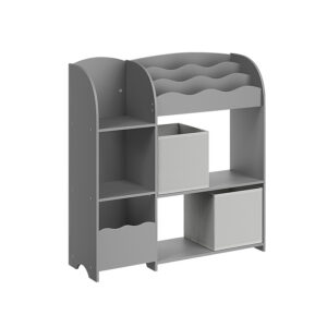SONGMICS Children's Shelf with 2 Boxes for Toys and Books, Dove Gray
