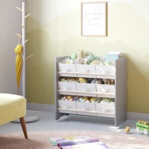 SONGMICS hylly, kirjahylly, 9 kuitukankaista säilytyslaatikkoa