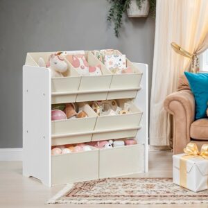 SONGMICS hylly, kirjahylly, 7 kuitukankaista säilytyslaatikkoa