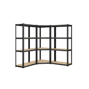 SONGMICS Corner Shelf Set 4 Levels Metal Ink Black-Natural Beige