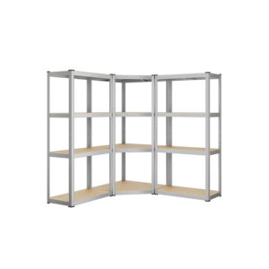 SONGMICS Corner Shelf Set 4 Levels Made of Metal Silver-Natural Beige