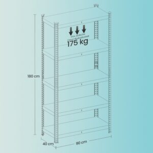 SONGMICS Heavy-duty shelf, storage shelf, 40 x 90 x 180 cm