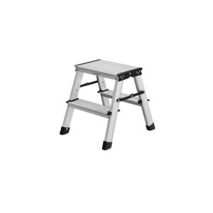 SONGMICS ladder with 2 non-slip steps, silver gray-ink black