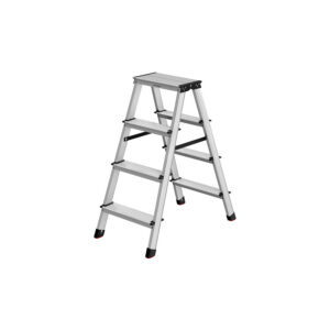 SONGMICS ladder with 4 non-slip steps, silver gray-ink black