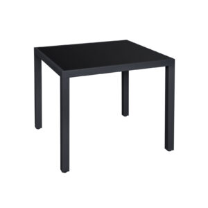 SONGMICS Patio Table with Glass Top Black