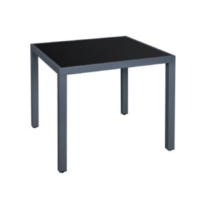 SONGMICS Patio Table with Glass Top Gray