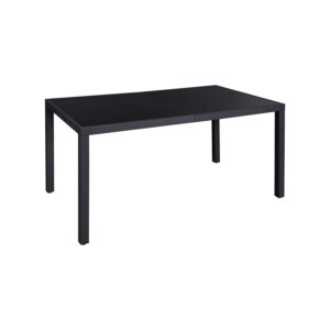 SONGMICS Large Garden Table with Glass Black
