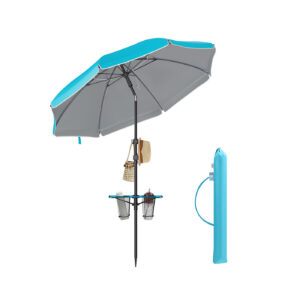 SONGMICS aurinkovarjo 200 cm, kummaltakin puolelta 30° taivutettava, korkeussäädettävä, sininen